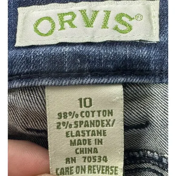 Orvis Women's Mid Rise Tapered Leg Crop Blue Denim Jeans - Size 10 (32x22.5)* - Picture 5 of 5
